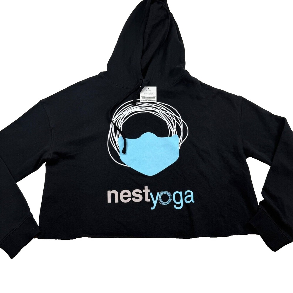 Rubee Nest Yoga With Mask Cropped Hoodie Women's Large Black Cotton Oakland